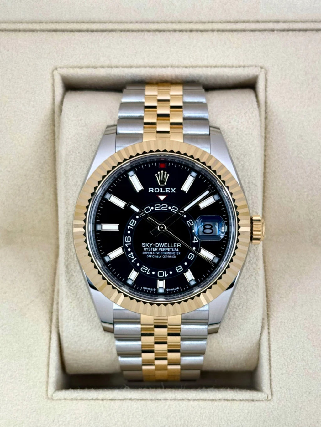 【1:1 Super Clone】  Sky-Dweller 42mm 336933-0003/0004 Two-Tone Yellow Gold Black Dial Jubilee