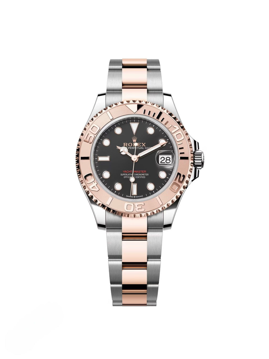 【1:1 Super Clone】 Yacht-Master 37mm Steel and Everose Gold Watch - Black Dial - Oyster Bracelet 268621