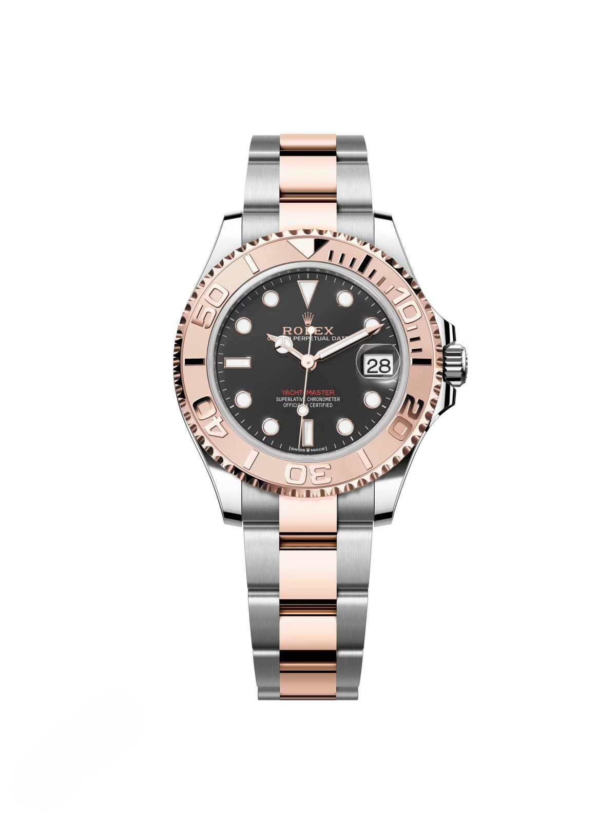 【1:1 Super Clone】 Yacht-Master 37mm Steel and Everose Gold Watch - Black Dial - Oyster Bracelet 268621