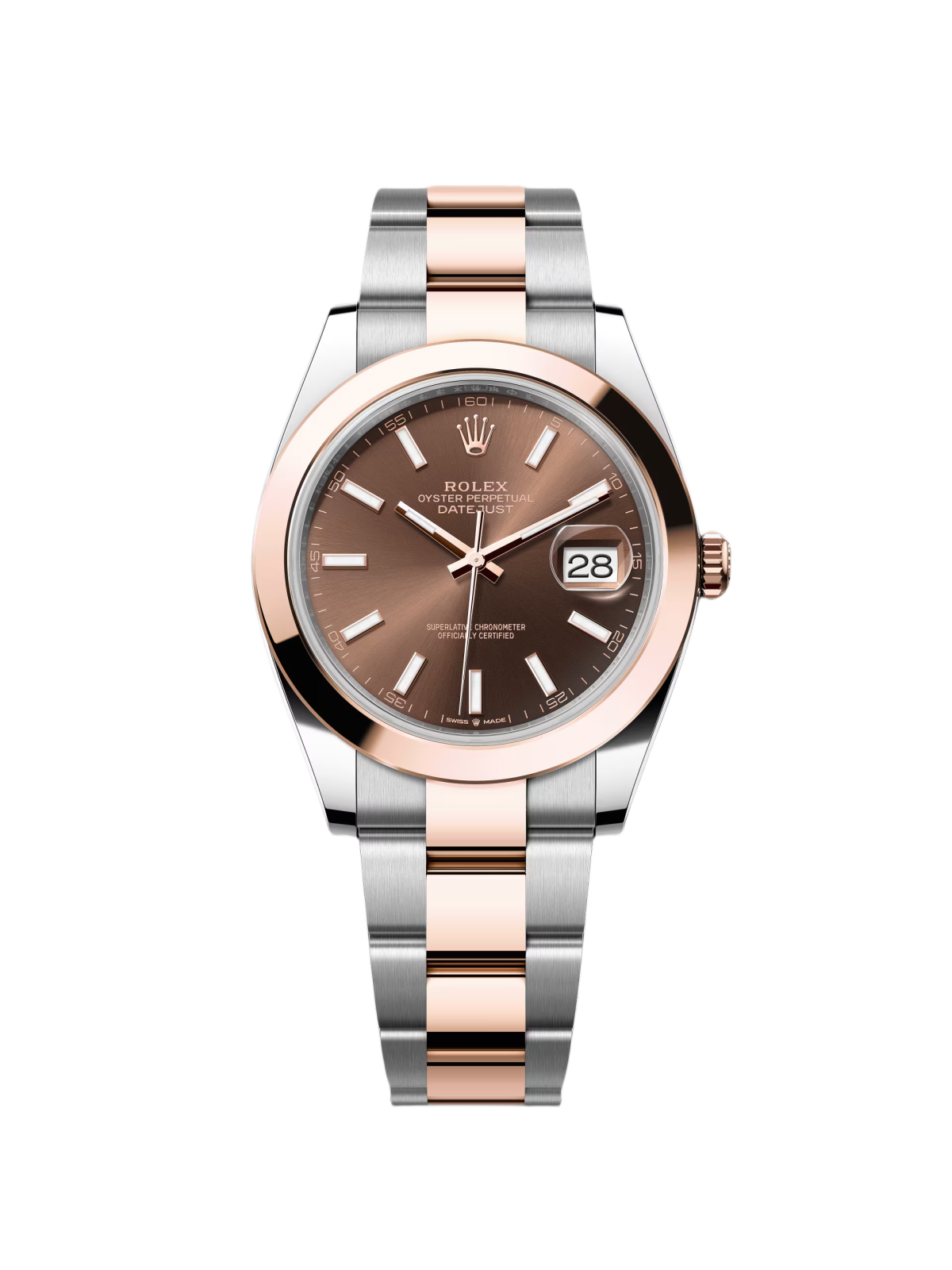 【1:1 Super Clone】 Datejust 41mm 126301 Chocolate Index Oyster Steel and Everose Gold Watch