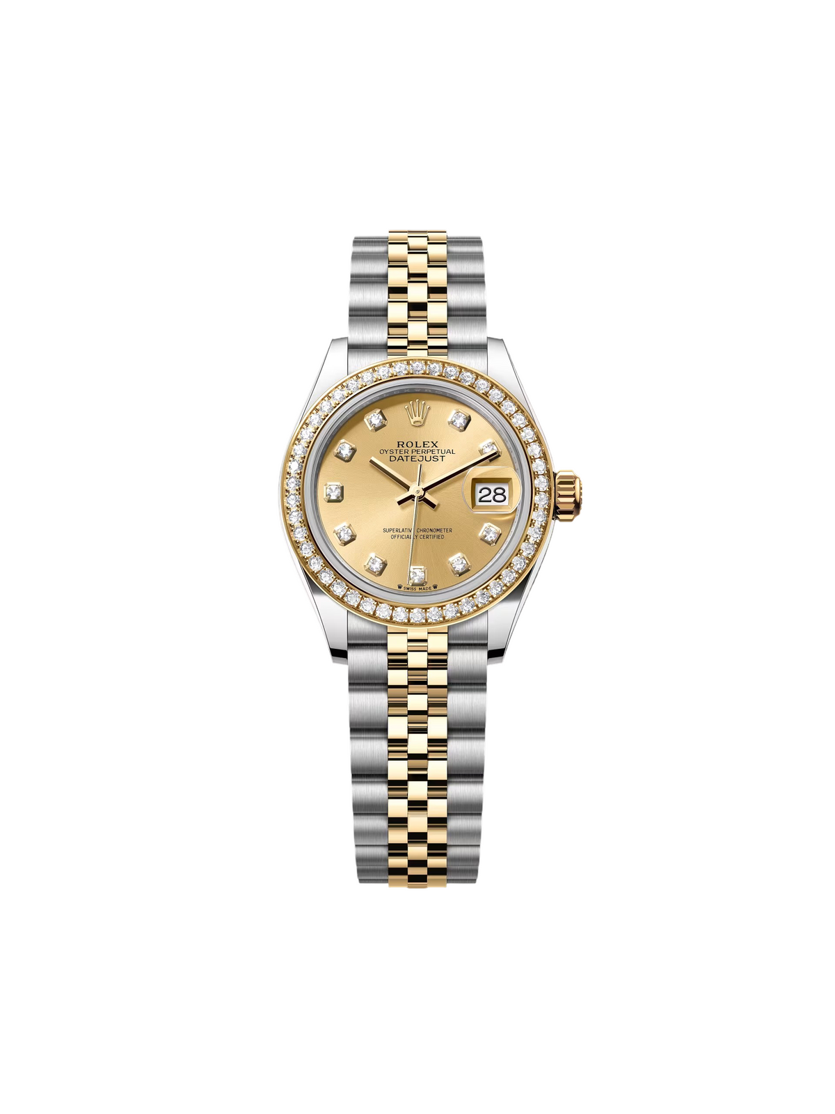 【1:1 Super Clone】 Lady-Datejust 28mm 279383RBR Champagne Diamond Dial Yellow Rolesor Oyster Bracelet