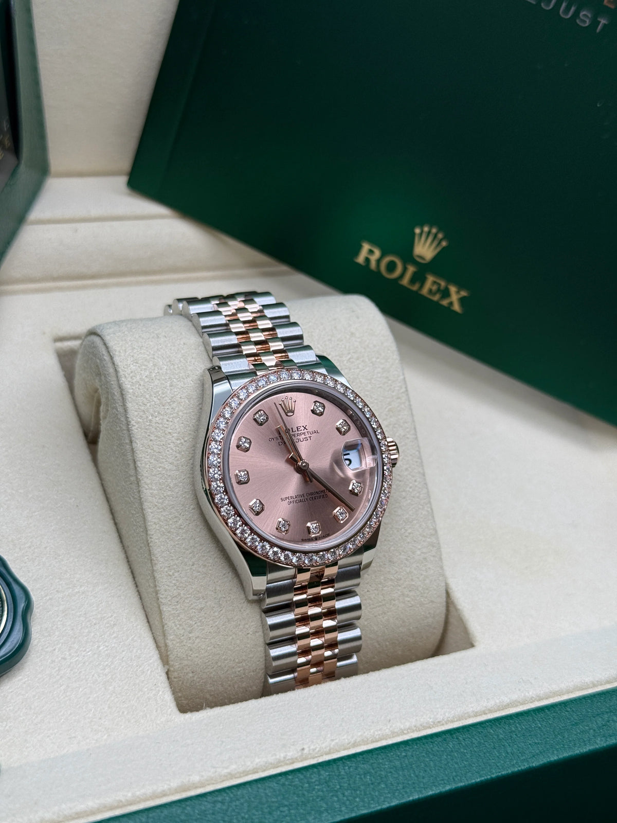 【1:1 Super Clone】 Datejust m278381-0023/0024 Rose Diamond 31mm Dial Diamond-Set Bezel and Oyster Bracelet Watch