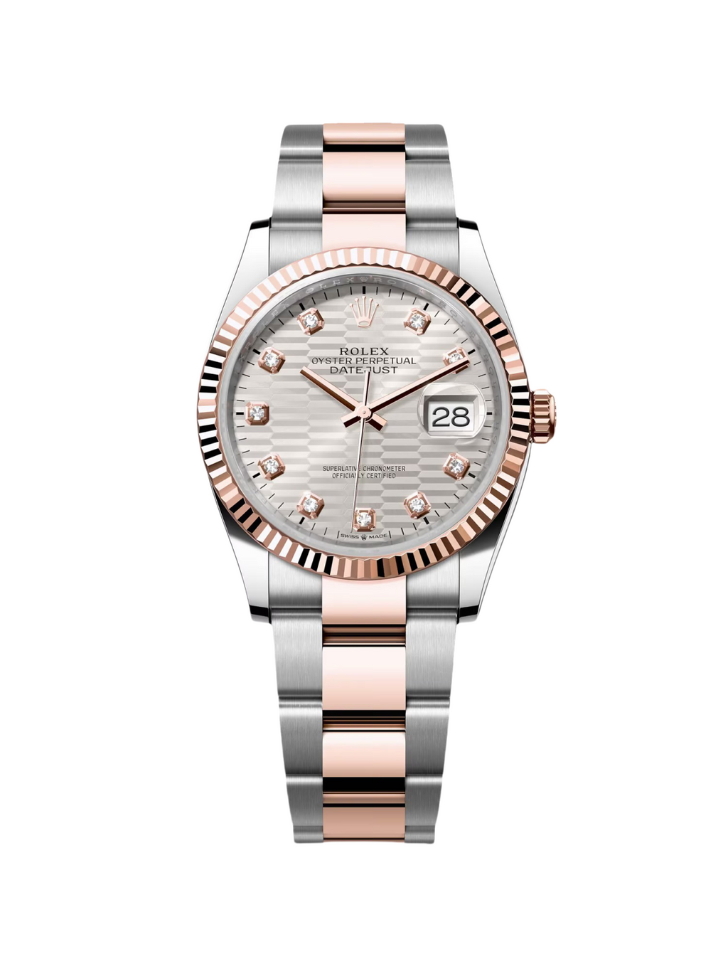 【1:1 Super Clone】  Datejust 36mm 126231 Silver Fluted Motif Dial Oystersteel and Everose gold Bracelet