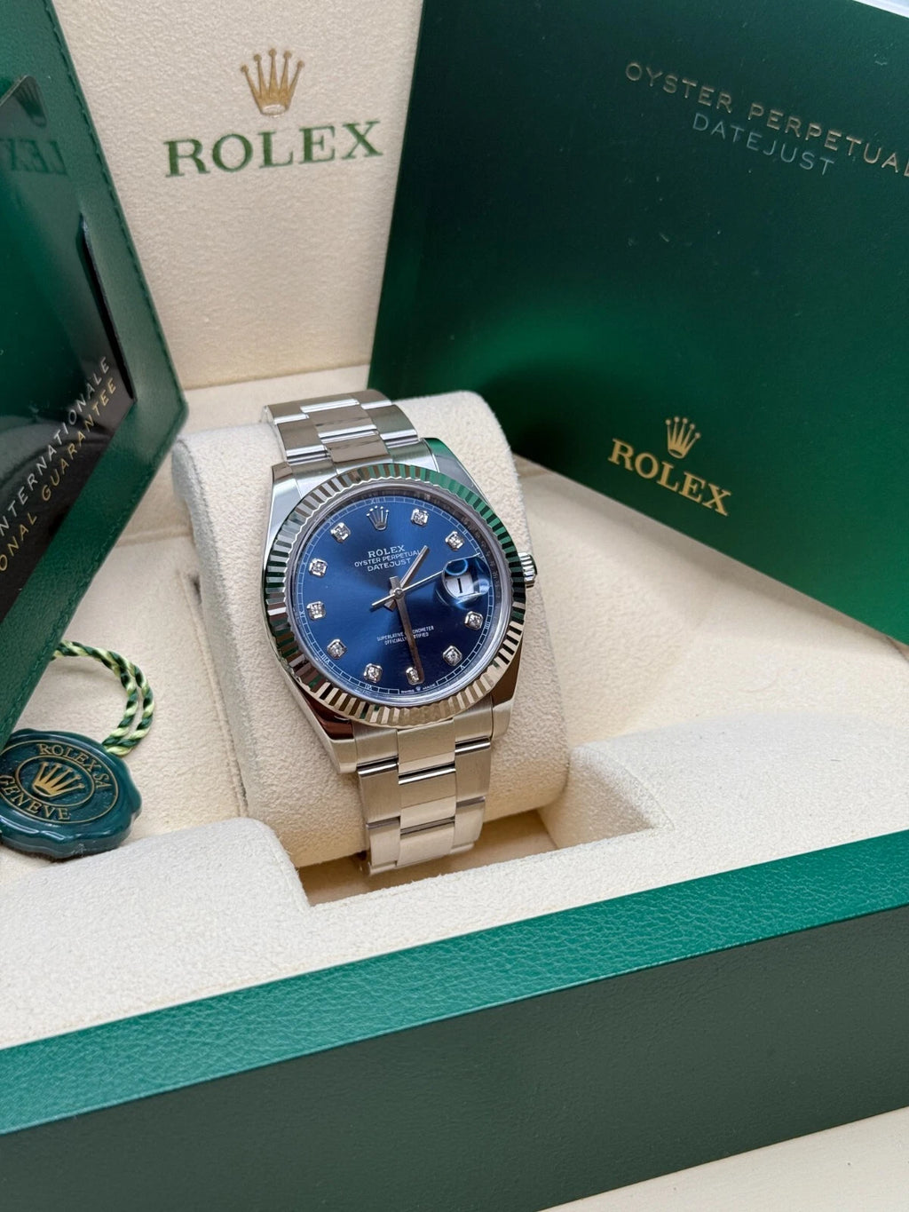 【1:1 Super Clone】  Datejust 41mm 126334 Blue Diamond Oyster Stainless Steel Mens Watch