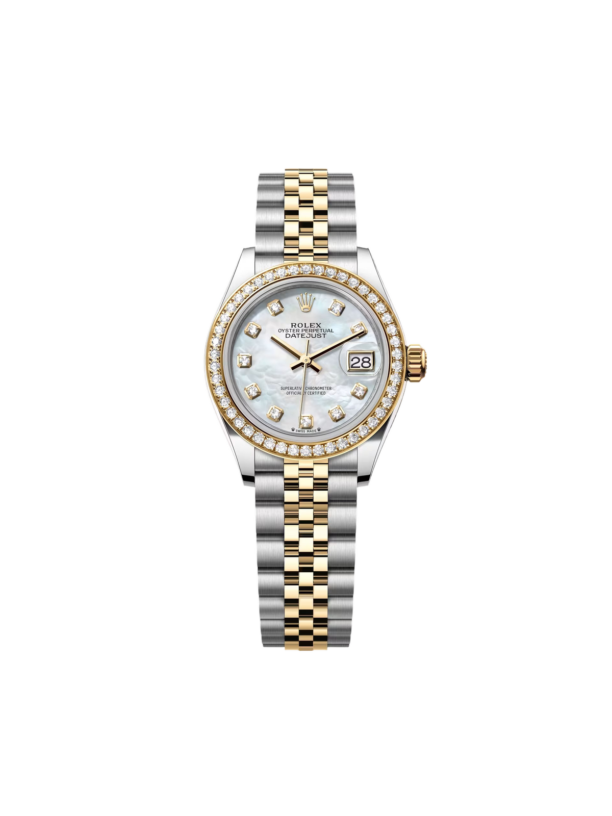 【1:1 Super Clone】 Lady-Datejust 28mm 279383RBR Mother-of-Pearl Dial Yellow Rolesor Oyster Bracelet