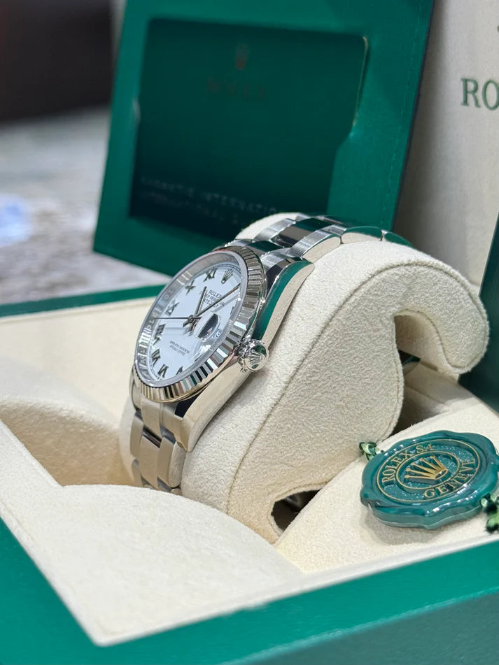 【1:1 Super Clone】  Datejust 36mm 126234 White Roman Dial Oyster Stainless Steel Mens