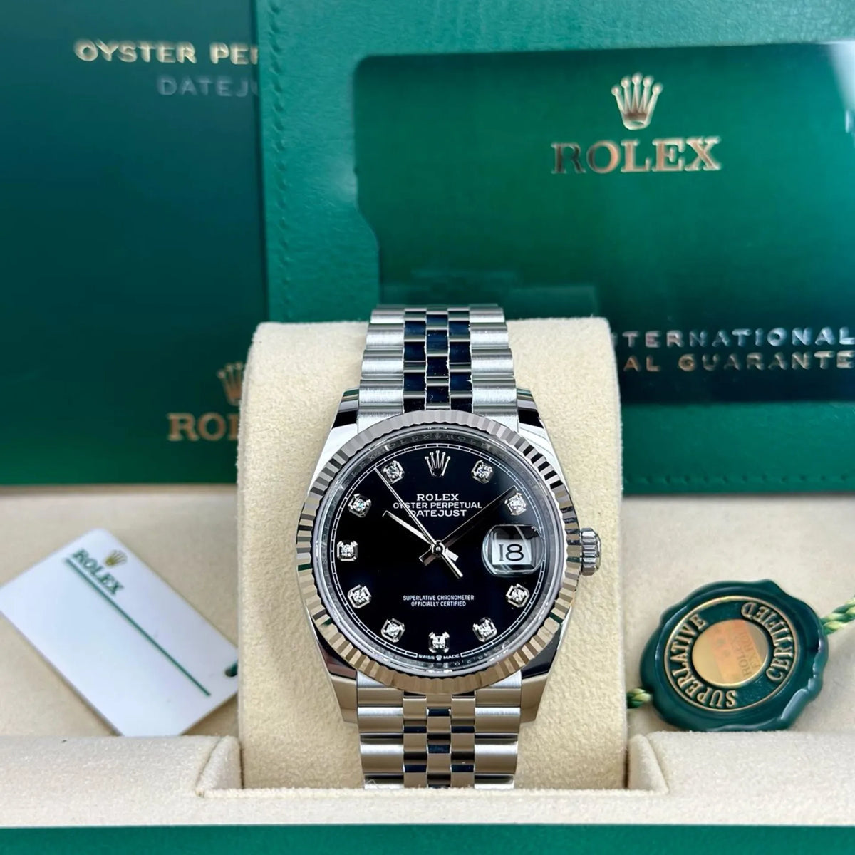 【1:1 Super Clone】   Datejust 36mm 126234 Black Diamond Dial Stainless Steel Oyster Mens Watch