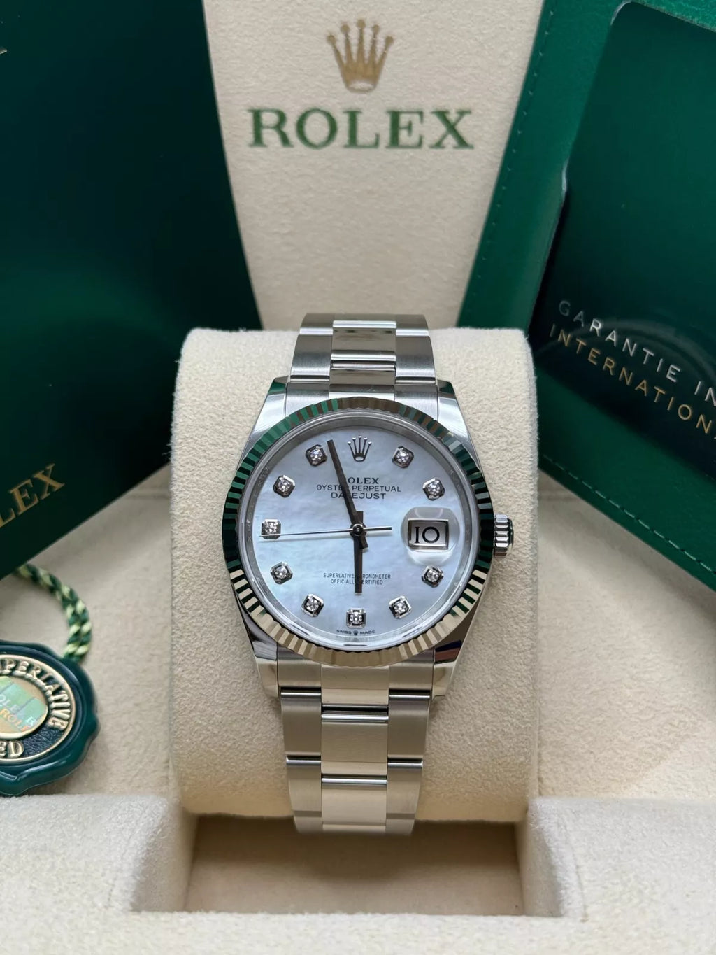 【1:1 Super Clone】  Datejust 36mm 126234 Mother of Pearl Diamond Dial Oyster Stainless Steel