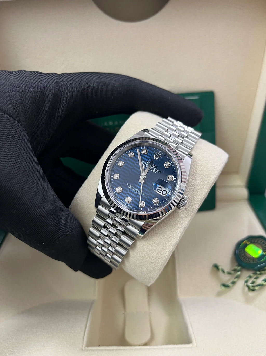 【1:1 Super Clone】  Datejust 36mm 126234 Blue Fluted Motif Diamond Dial Jubilee Bracelet Watch