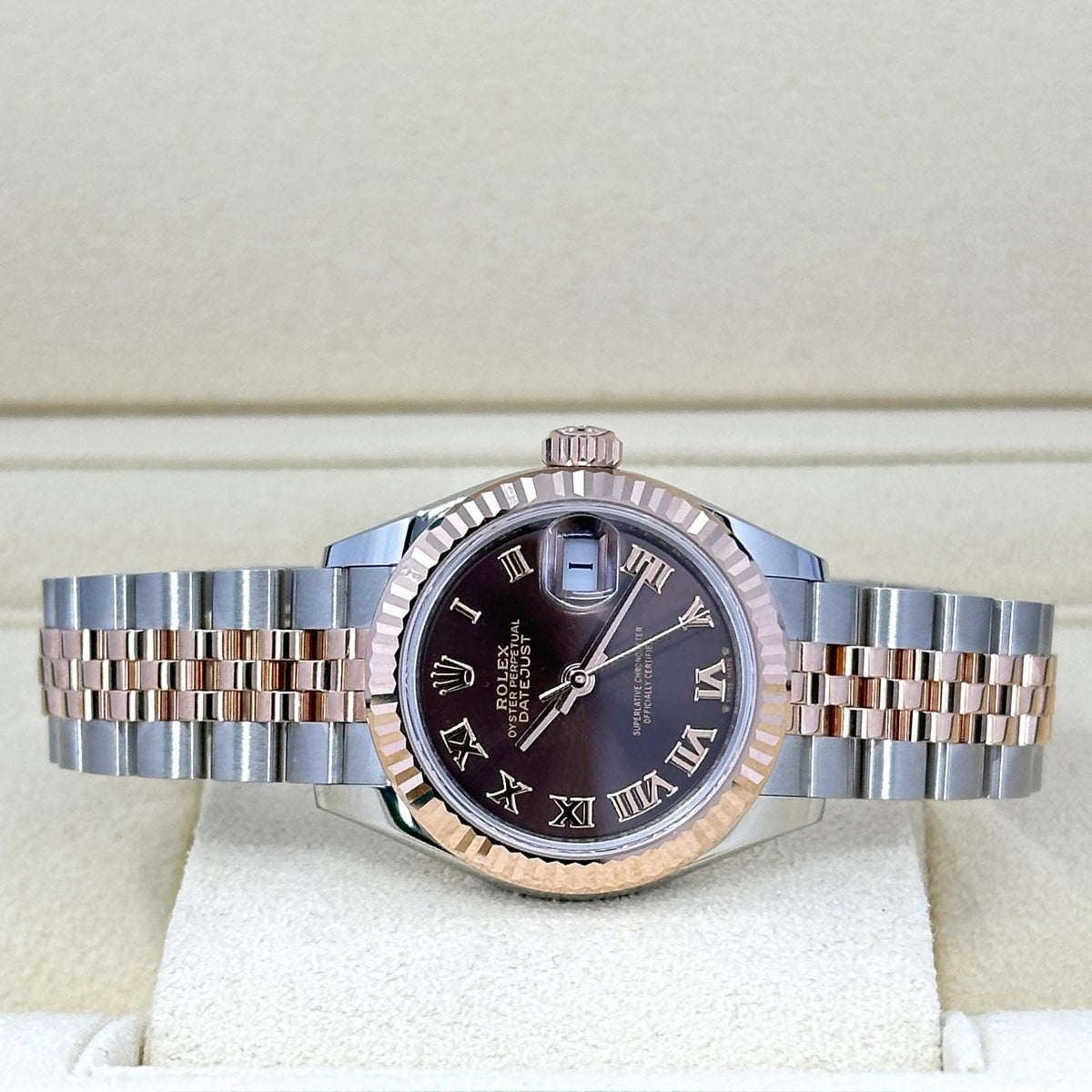 【1:1 Super Clone】 Lady-Datejust 28mm 279171 Chocolate Roman Oyster Stainless Steel and Rose Gold