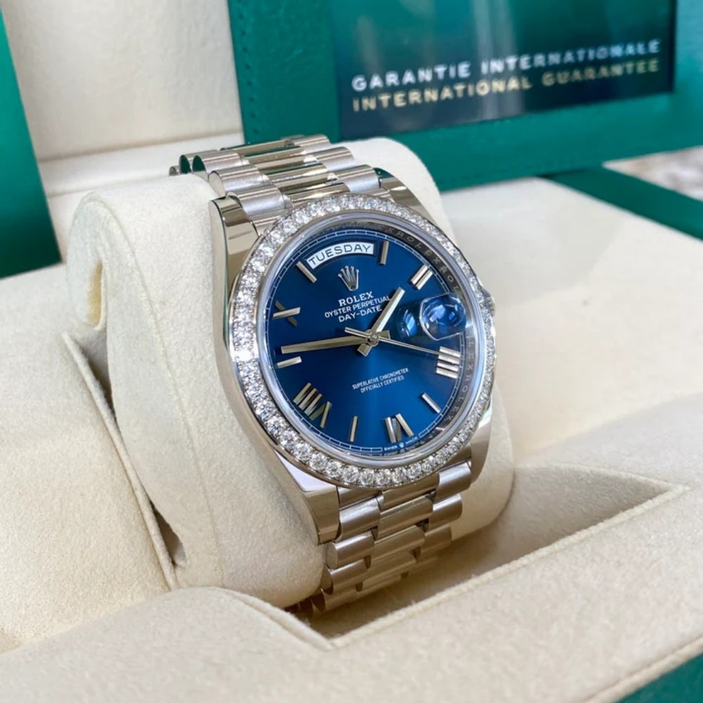 【1:1 Super Clone】  Day-Date 40mm 228349RBR-0005 Bright Blue Dial President Bracelet