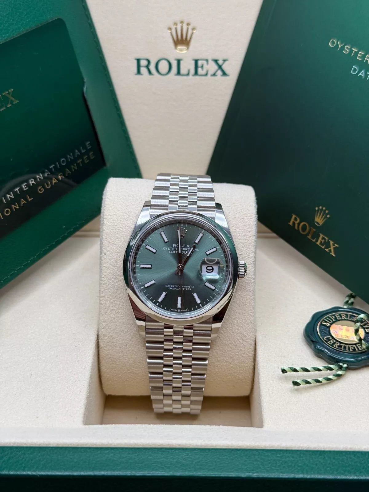 【1:1 Super Clone】  Datejust 36mm 126200 Mint Green Dial Stainless Steel Oyster Bracelet Watch