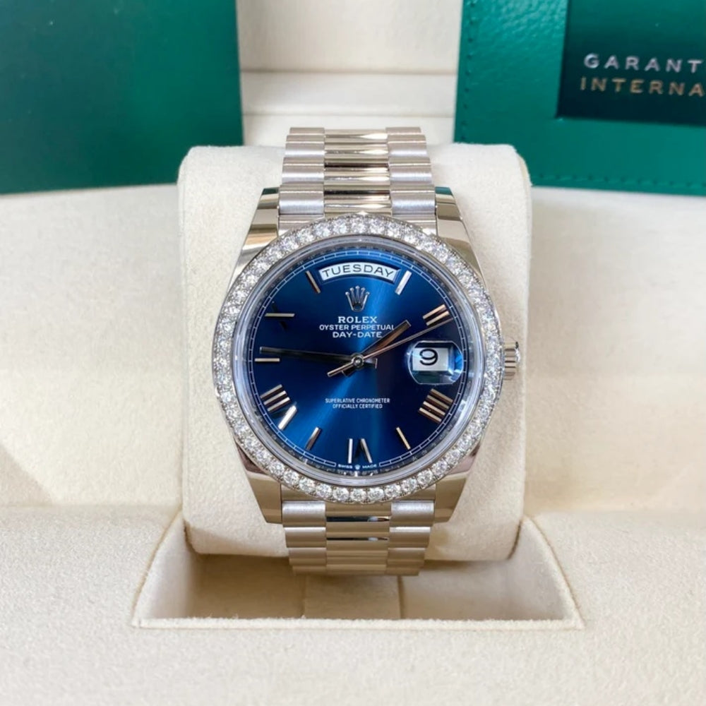 【1:1 Super Clone】  Day-Date 40mm 228349RBR-0005 Bright Blue Dial President Bracelet