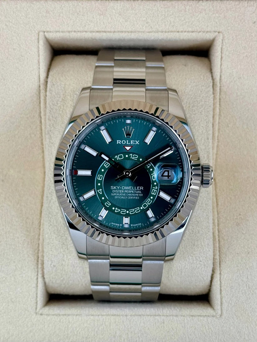 【1:1 Super Clone】  Sky-Dweller 42mm 336934-0001/0002 Stainless Steel Green Dial Oyster