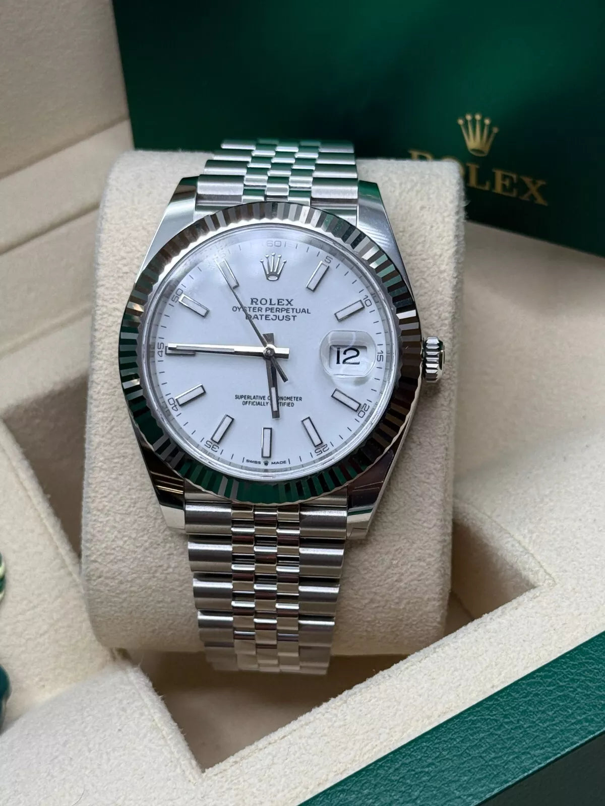 【1:1 Super Clone】  Datejust 41mm  White Index Oyster Stainless Steel Men’s Watch - 126334
