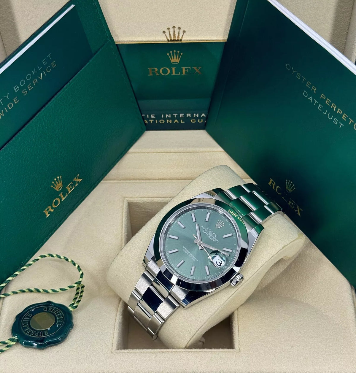 【1:1 Super Clone】 Datejust 41mm 126300 Mint Green Dial Stainless Steel Oyster Bracelet Watch