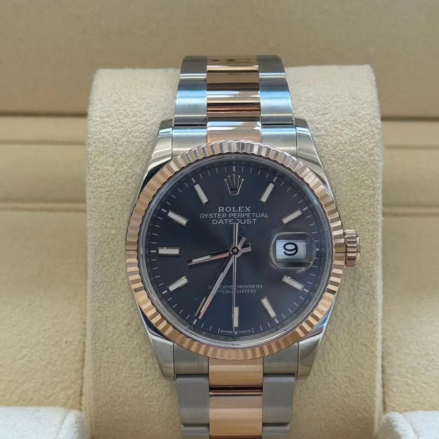【1:1 Super Clone】  Datejust 36mm 126231 Slate/Gray Dial Oystersteel and 18K Rose gold Oyster Bracelet