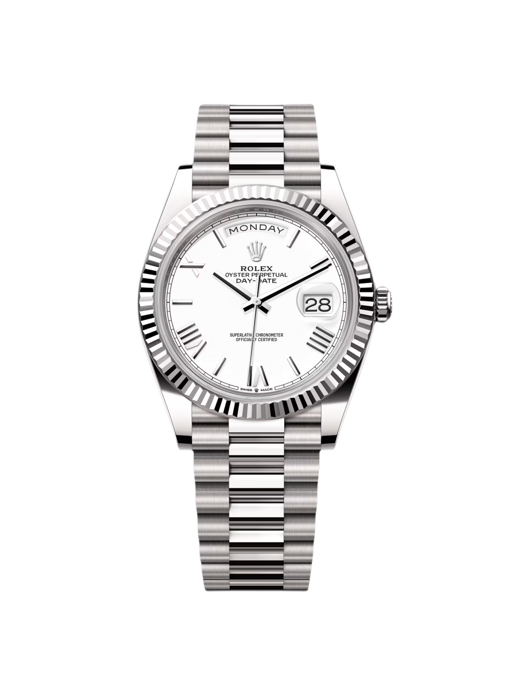 【1:1 Super Clone】  Day-Date "President" 40mm White Gold White Roman Dial - 228239
