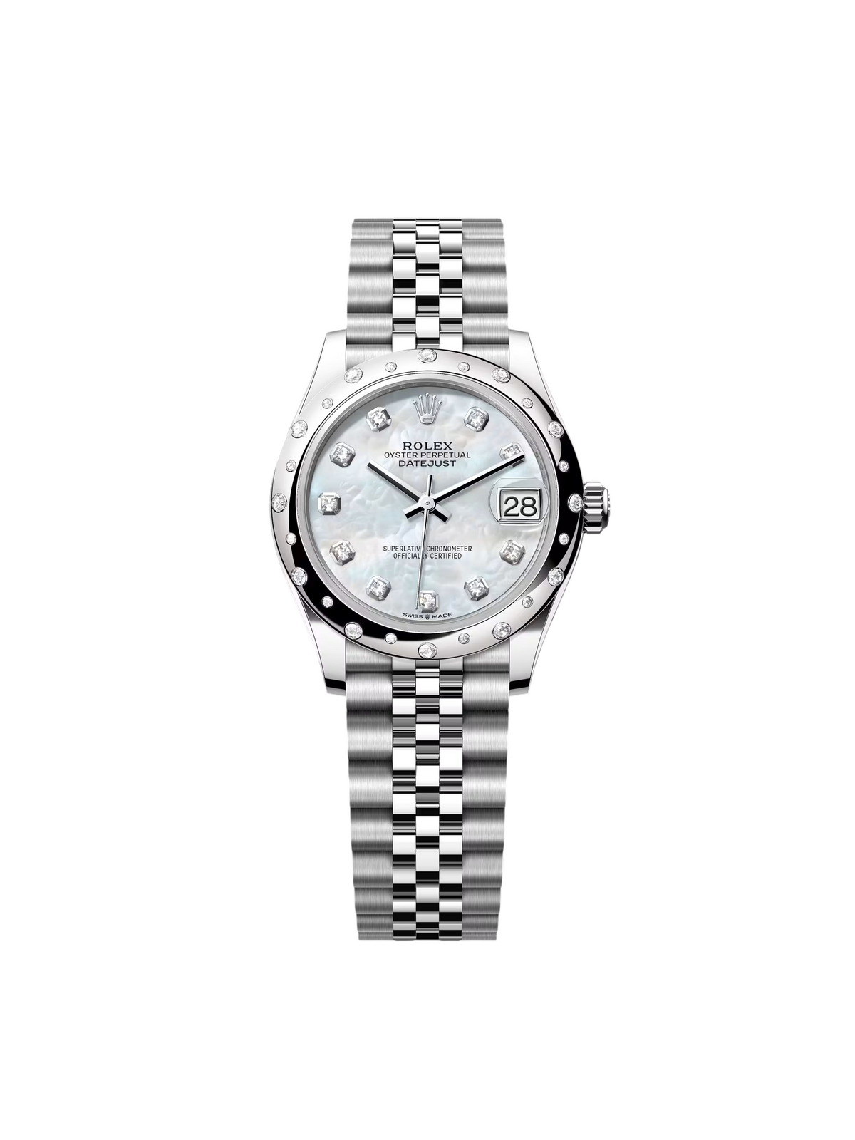【1:1 Super Clone】 Datejust m278344-0005/0006 Mother-of-Pearl Dial 31mm Domed Diamond Oyster Watch