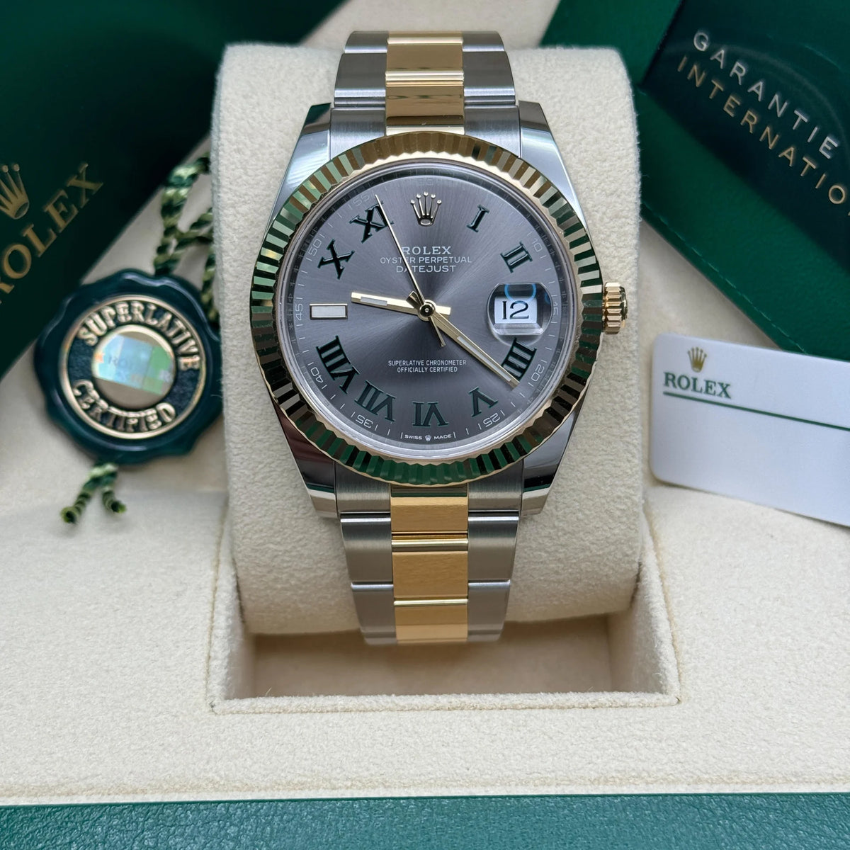 【1:1 Super Clone】  Datejust 41mm 126333 Two-Tone Yellow Gold Fluted Bezel "Wimbledon" Dial Oyster