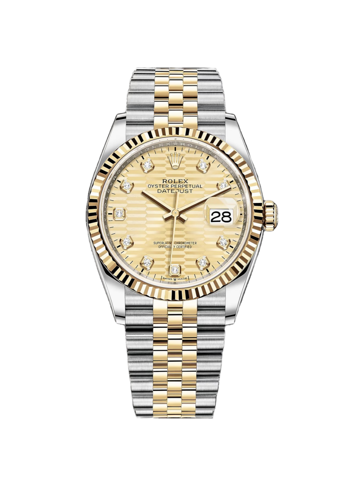 【1:1 Super Clone】  Datejust 36mm 126233 Champagne Fluted Motif Diamond Dial Jubilee Bracelet