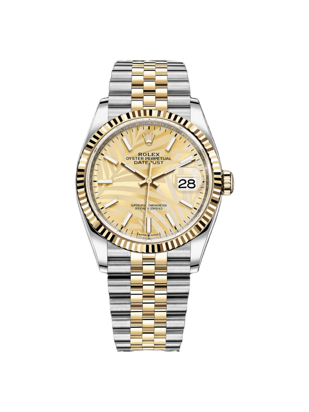 【1:1 Super Clone】  Datejust 36mm 126233 Golden Palm Motif Dial Jubilee Bracelet Watch