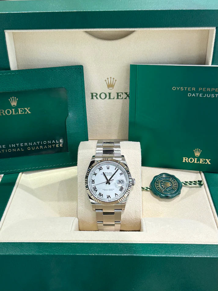 【1:1 Super Clone】  Datejust 36mm 126234 White Roman Dial Oyster Stainless Steel Mens
