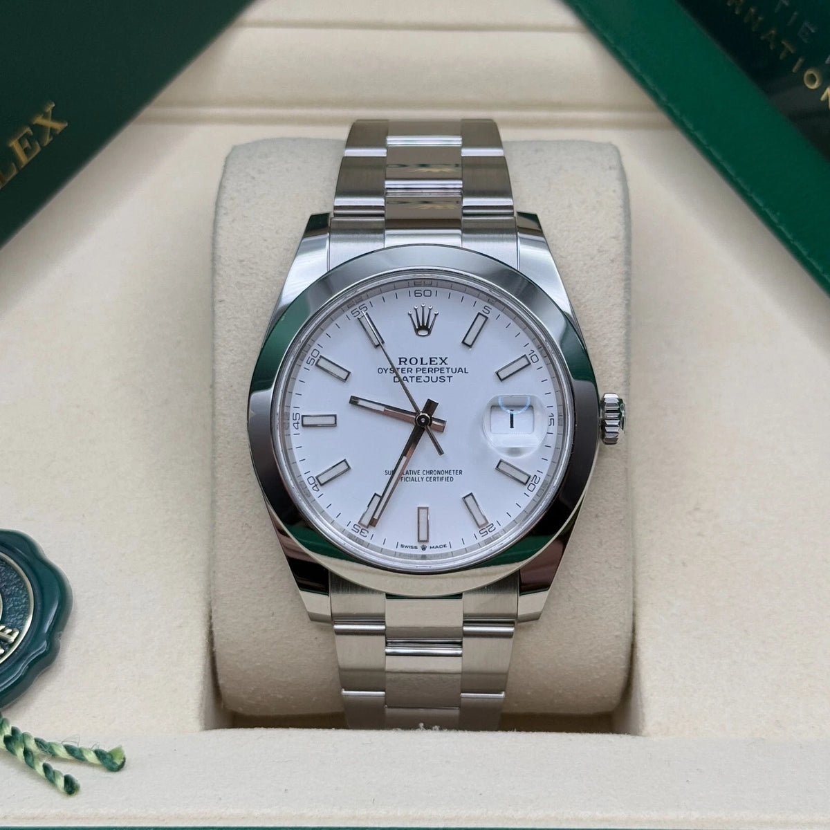【1:1 Super Clone】  Datejust 41mm 126300 White Index Oyster Stainless Steel Watch