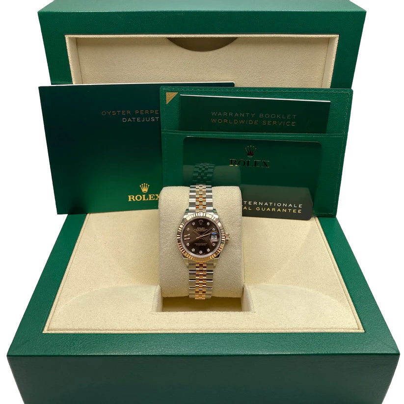 【1:1 Super Clone】 Lady-Datejust 28mm 279171 Chocolate Diamond Set Oyster Stainless Steel and Rose Gold