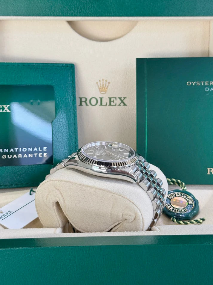 【1:1 Super Clone】  Datejust 36mm 126234 Olive Green Palm Motif Dial Jubilee Stainless Steel Watch