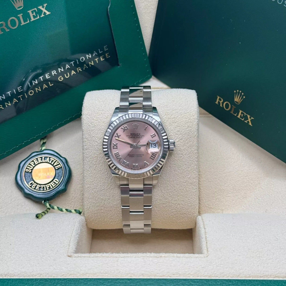 【1:1 Super Clone】 Lady-Datejust 28mm 279174 Pink Roman Dial Oyster Bracelet