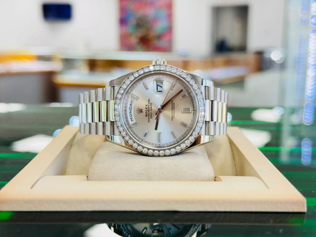 【1:1 Super Clone】 Day-Date 40mm 228349RBR-0001 Silver Dial President Bracelet