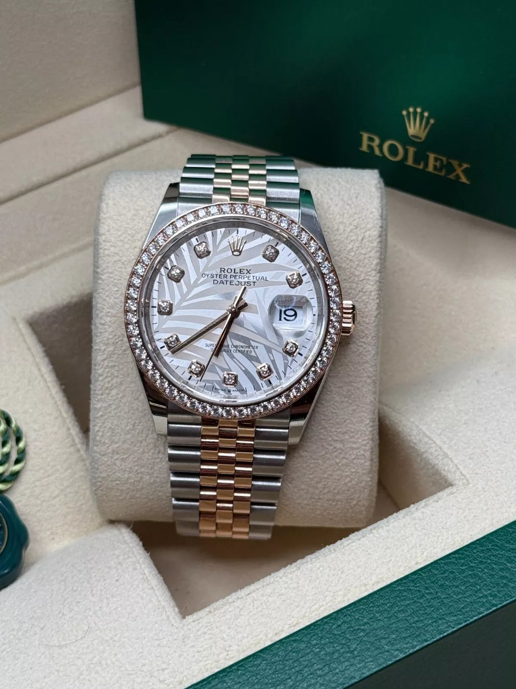 【1:1 Super Clone】  Datejust 36mm 126281 Silver Palm Motif Diamond Dial Oyster Bracelet