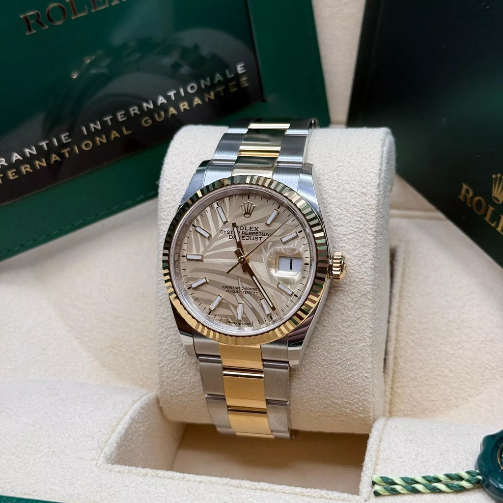 【1:1 Super Clone】  Datejust 36mm 126233 Golden Palm Motif Dial Jubilee Bracelet Watch