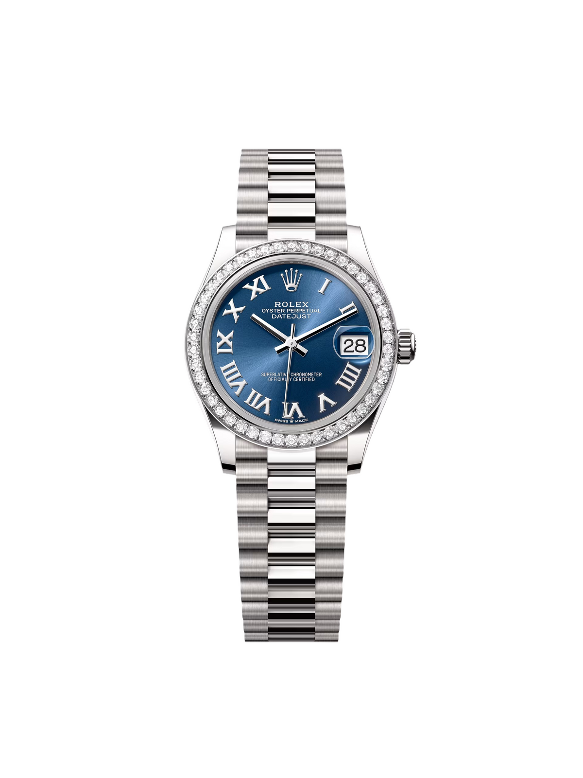 【1:1 Super Clone】 Datejust m278289RBR-0023 Bright Blue Dial White Gold President Watch