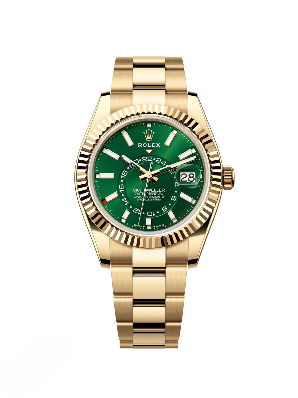 【1:1 Super Clone】  Sky-Dweller 42mm 336938-0007/0008 Yellow Gold Bright Green Dial Jubilee