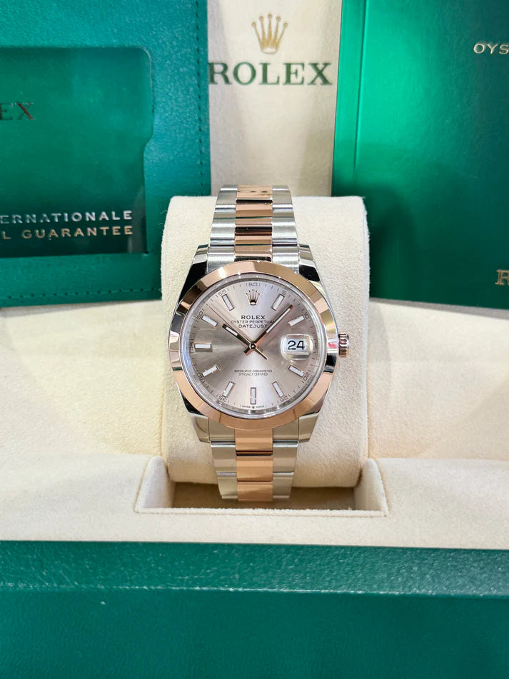 【1:1 Super Clone】 Datejust 41mm 126301 Sundust Index Oyster Steel and Everose Gold Watch