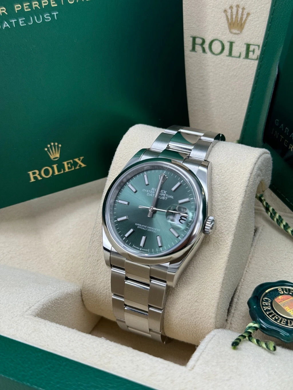【1:1 Super Clone】  Datejust 36mm 126200 Mint Green Dial Stainless Steel Oyster Bracelet Watch