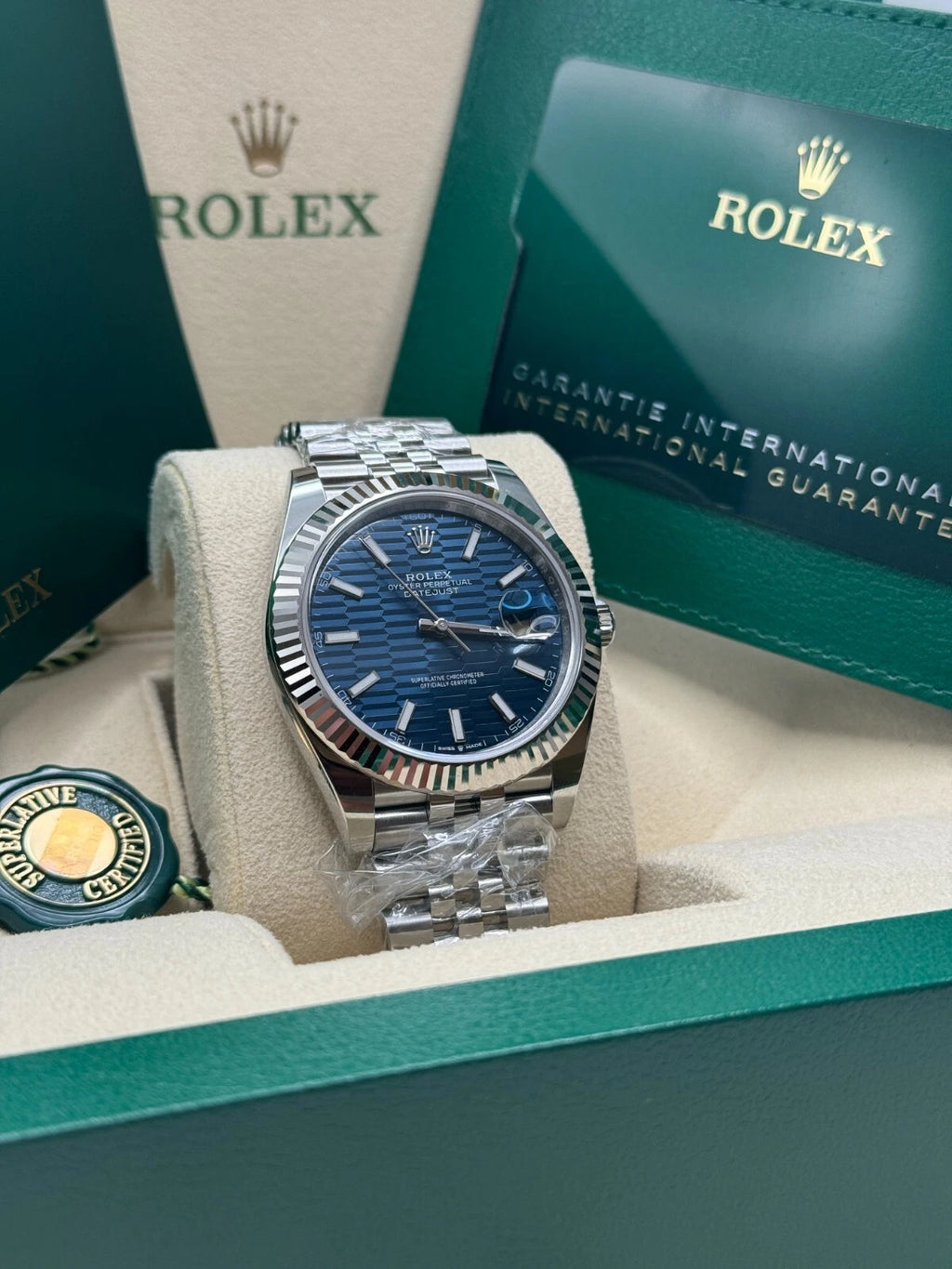 【1:1 Super Clone】  Datejust 41mm Blue Fluted Motif Index Dial Jubilee Bracelet Watch - 126334