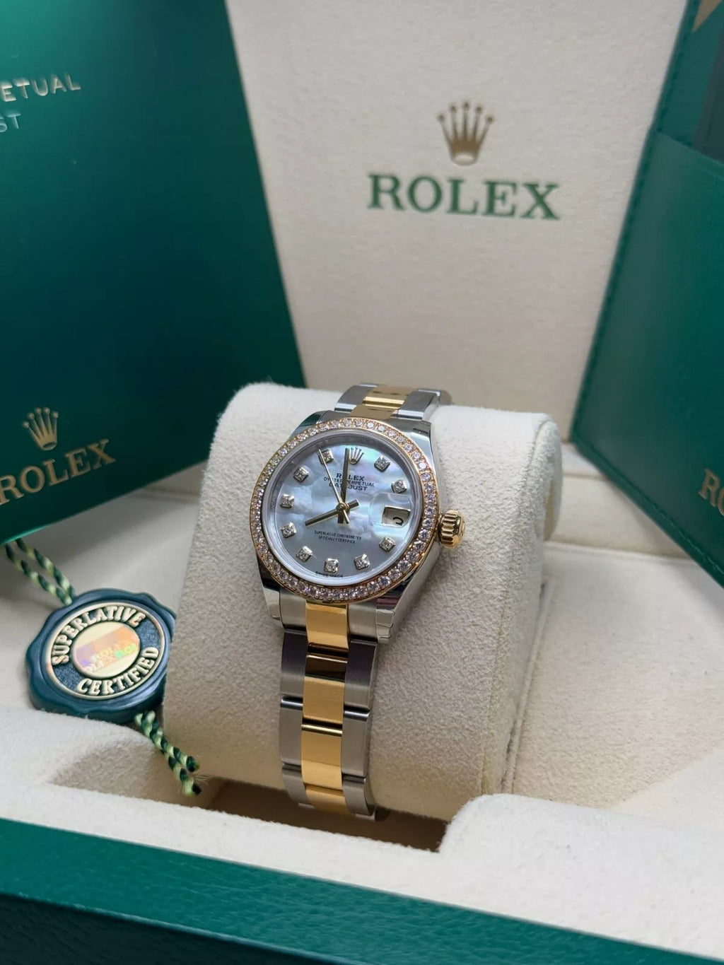 【1:1 Super Clone】 Lady-Datejust 28mm 279383RBR Mother-of-Pearl Dial Yellow Rolesor Oyster Bracelet
