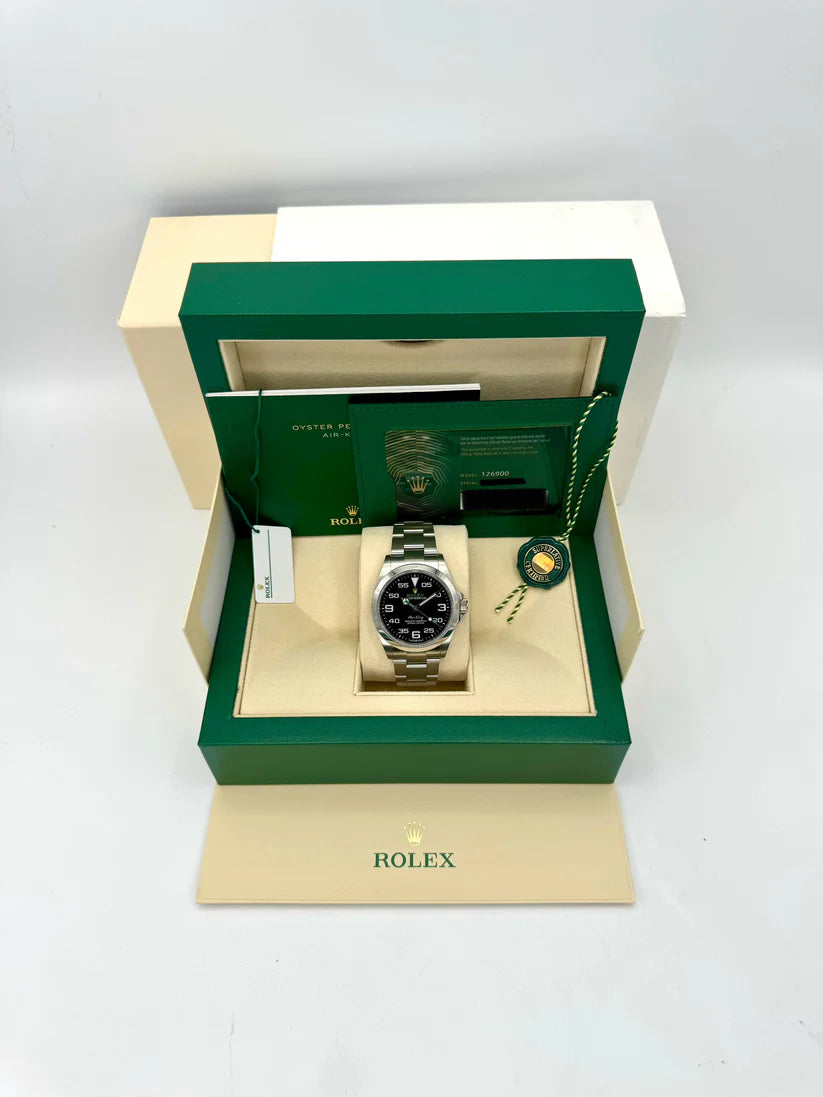 【1:1 Super Clone】  Oyster Perpetual Air King Black Dial Steel Mens Watch 126900 Box Card