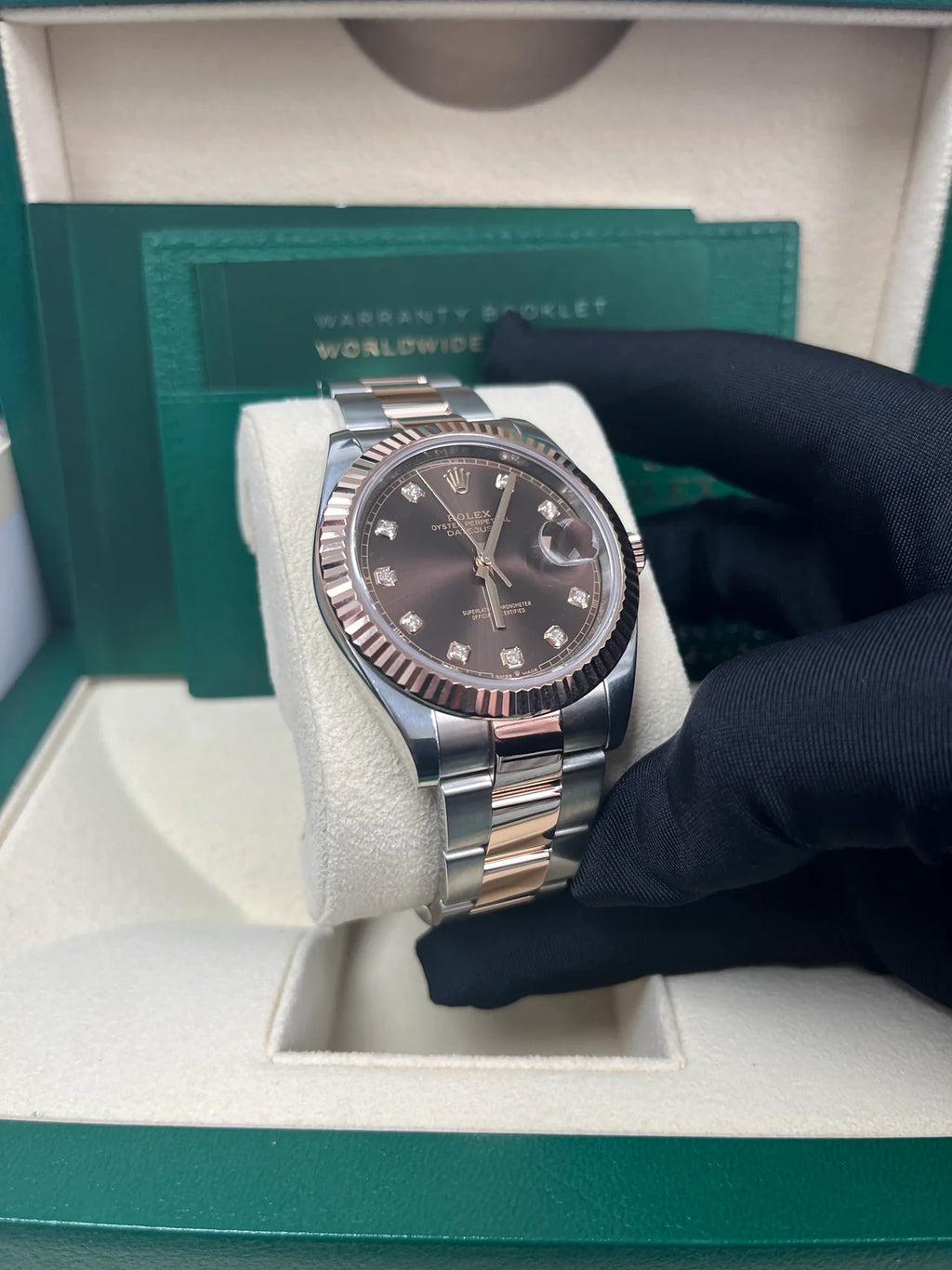 【1:1 Super Clone】 Datejust 41mm 126331 Datejust Chocolate Diamond Oyster Steel and Everose Gold Watch