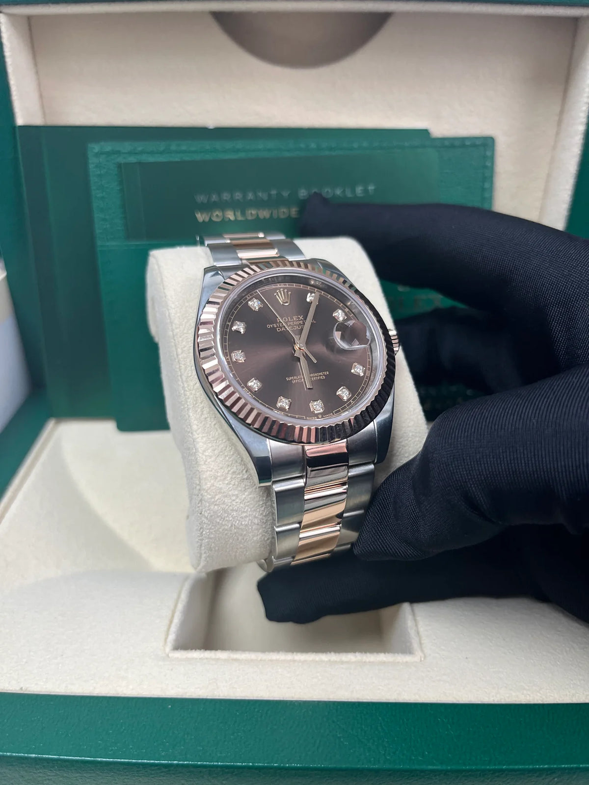 【1:1 Super Clone】 Datejust 41mm 126331 Datejust Chocolate Diamond Oyster Steel and Everose Gold Watch
