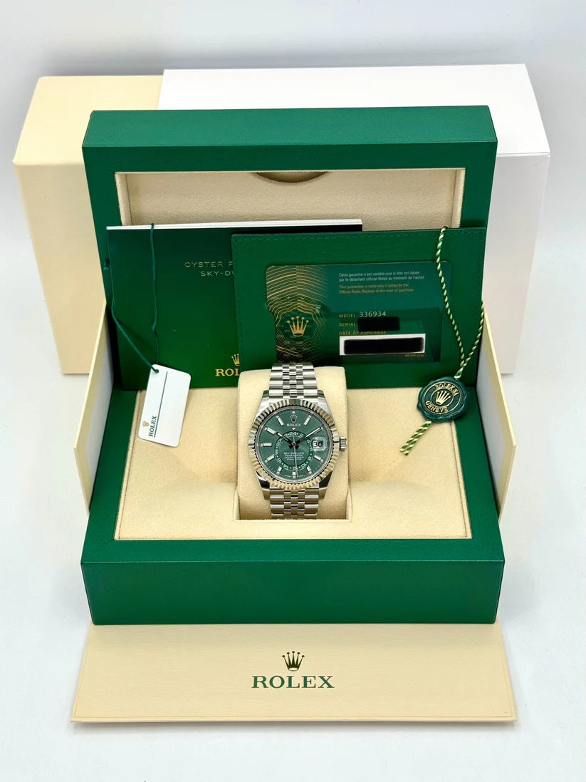 【1:1 Super Clone】  Sky-Dweller 42mm 336934-0001/0002 Stainless Steel Green Dial Oyster
