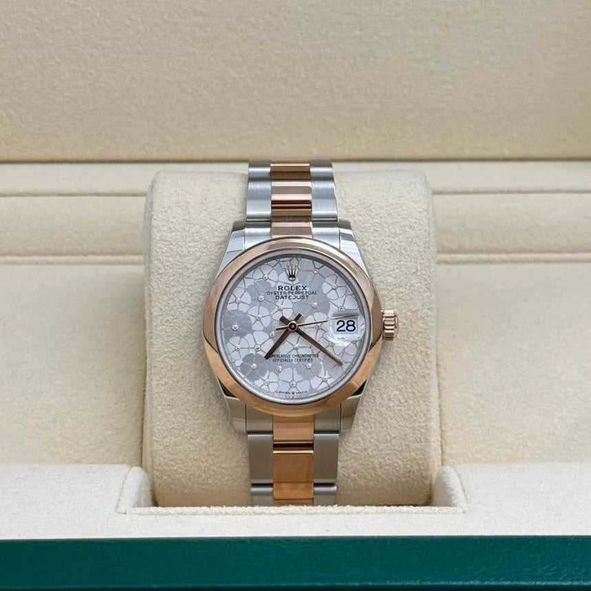 【1:1 Super Clone】 Datejust m278241-0031/0032 31mm  Silver Floral Motif Dial Oyster Bracelet Watch