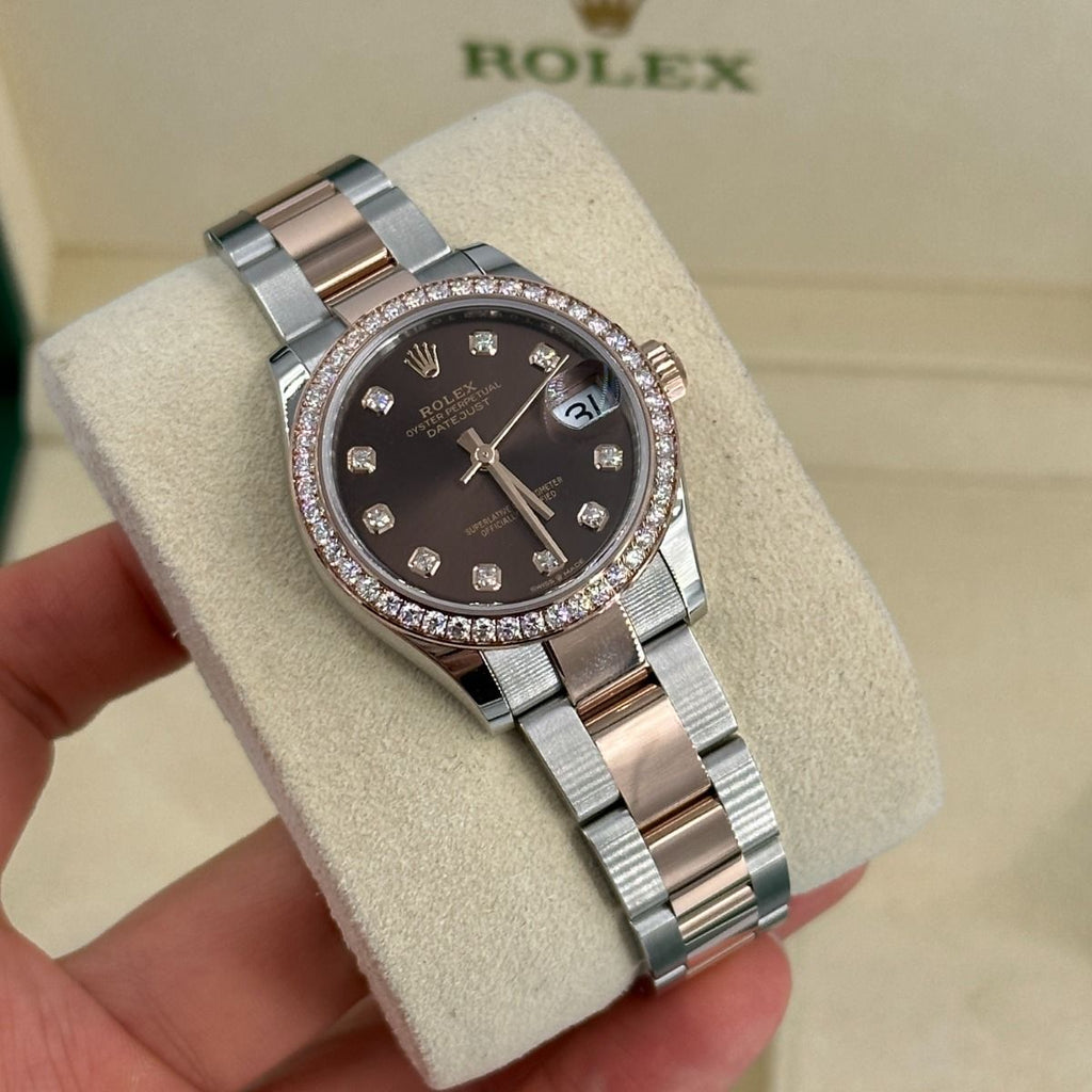 【1:1 Super Clone】 Datejust m278381-0027/0028 Chocolate Diamond 31mm Dial Diamond-Set Bezel and Oyster Bracelet Watch