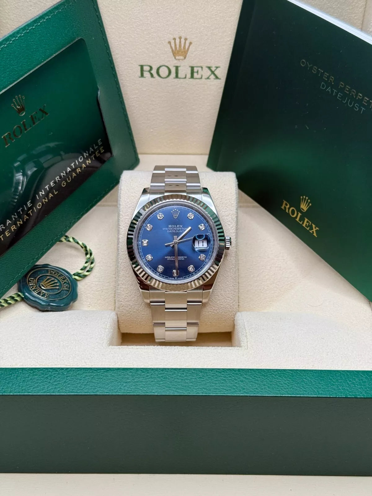 【1:1 Super Clone】  Datejust 41mm 126334 Blue Diamond Oyster Stainless Steel Mens Watch