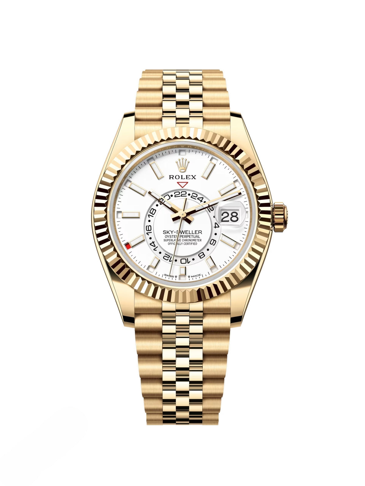 【1:1 Super Clone】  Sky-Dweller 42mm 336938-0003/0006 Yellow Gold White Dial Jubilee
