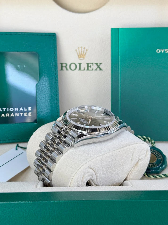 【1:1 Super Clone】  Datejust 36mm 126234 Olive Green Palm Motif Dial Jubilee Stainless Steel Watch