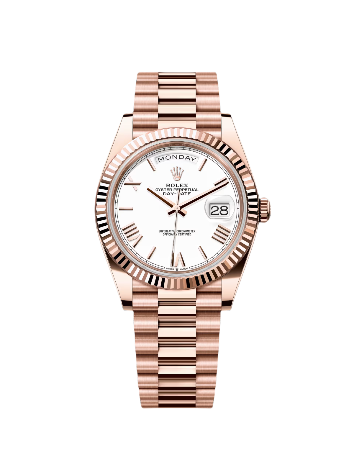 【1:1 Super Clone】 Day-Date "President" 40mm Everose Gold White Roman Dial - 228235